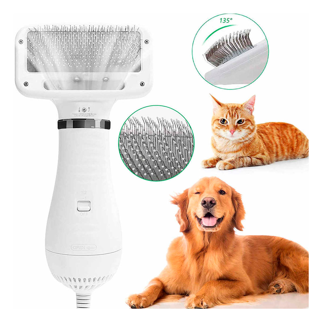 Cepillo Secador para Mascotas bajo nivel de ruido y temperatura –